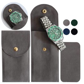 Besforu 4PCS Watch Travel Case for Men and Women Portable Velvet Watch Pouch Watch Storage Bag and Organizer (4-GRAY)