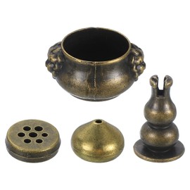 sourcing map 4pcs Brass Incense Holder, Coil Incense Burner, Incense Cone Burner, Incense Sticks Burner for Home Office Yoga, Meditation Bronze