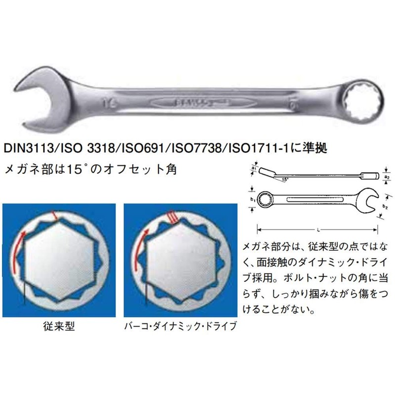 Bahco (ba-ko) Combination Spanner Eye 片口 Spanner 111 m –