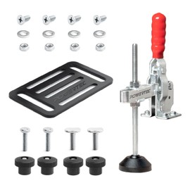 POWERTEC 71702 Vertical Hold Down Toggle Clamp and Mounting Plate Kit for Woodworking, 500LB Holding Capacity w/Quick Release