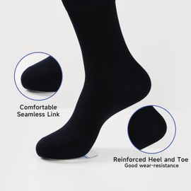 Nitzebrsk Men’s Dress Cotton Socks 5 Pairs, Classic Business Socks for Daily Wear Size 7-12 (CA/US, Numeric, 7, 12, Regular, Regular, black)