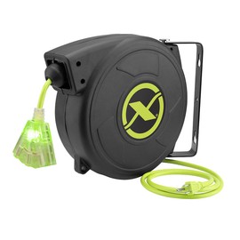 Flexzilla Flexzilla Retractable Extension, 14/3 AWG SJTOW, 50', Grounded Triple Tap Outlet Electric Cord Reel, ZillaGreen, FZ8140503