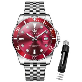 OLEVS Watches for Men Diamond Business Dress Analog Quartz Two Tone Stainless Steel Mens Wrist Watches with Date Waterproof Luminous Montre Homme