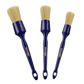 Boars Hair Detailing Brush Set, Car Detail Brushes for Dashboard Engine Bay Air Vents Leather Seat Wheel Vehicle Motorcycle and Home Interior Cleaning Brush, Blue - Color: Boars Hair
