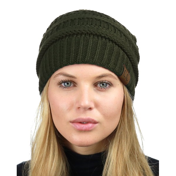 C.C Unisex Chunky Soft Stretch Cable Knit Warm Fuzzy Lined