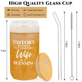 DECZHIYU Pastor Appreciation Gifts for Pastor's Wife - Christian Pastor Gifts for Women - Christmas Birthday Gifts for Pastor Wife - Appreciation Day Religious Pastor Gifts for Her 16oz Glass Cup