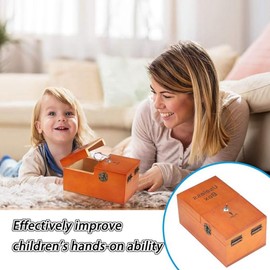 Tuperoymse A Useless Box with Surprises Wooden Useless Box Fully Assembled Toy for Adults and Children Easy Install Easy to Use Dark Wood Color