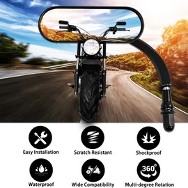 DREAMIZER Universal 8MM/10MM Black Mini Oval Side Mirrors Motorcycle Rear View Mirrors Compatible with Harley Road King Softail Street Electra Glide Dyna Iron 883 Sportster 1200