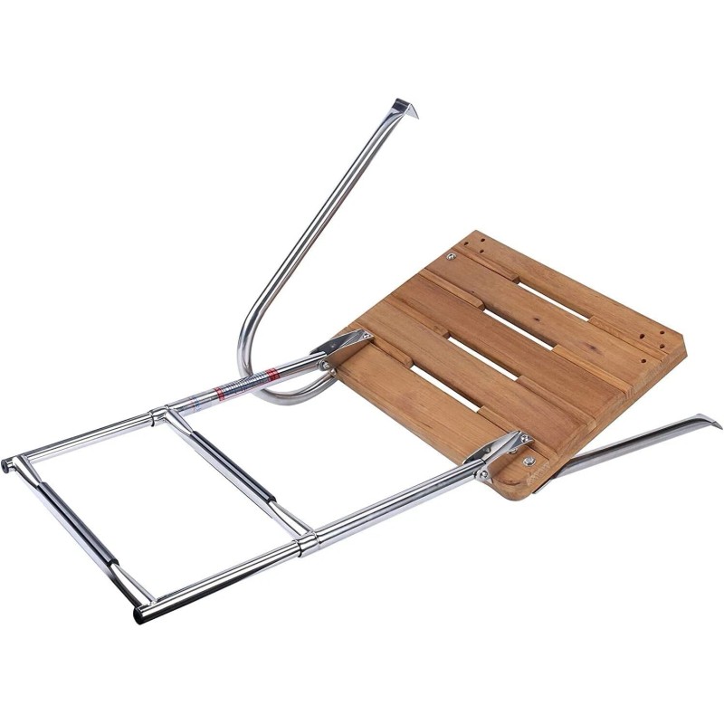 Amarine Made 2 Steps Folding Telescoping Ladder Stainless Steel Out-Board