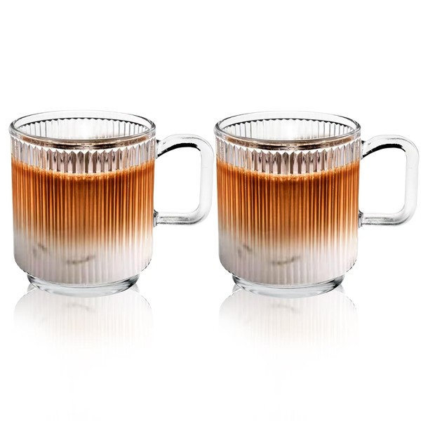 Design•Master [2 Pack, 12 OZ] - Premium Glass Coffee Mugs