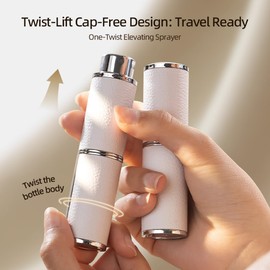 Cryslora Parfümzerstäuber, Rotationspresse Leder Nachfüllbare Parfümflasche, High-End-tragbare Spenderflasche für Geschenk oder Reisen, 8 ml (Schwarz)