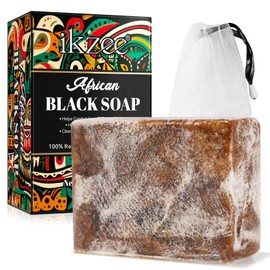 100% Pure Raw African Black Soap, Handmade & Unrefined, Hydrates & Balances Oily Skin, Fights Aging, Clears Impurities - All Natural, Vegan, For All Skin Types