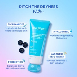 Dot & Key Crema hidratante de ceramidas con hialurónico para una hidratación intensa y fortalecimiento de la piel | Con probióticos y agua de arroz I 