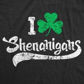 Funny Women’s St. Patrick’s Day T-Shirt – I Clover Shenanigans Graphic Tee – Irish Party Outfit – Lucky Shamrock Festival Shirt - Black - L