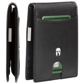 SPARTANO ADE Slim Wallet, Men's Wallet, Card Holder with RFID Protection and Money Clip, with Coin Compartment, Slim Wallet for Men, black, Modern