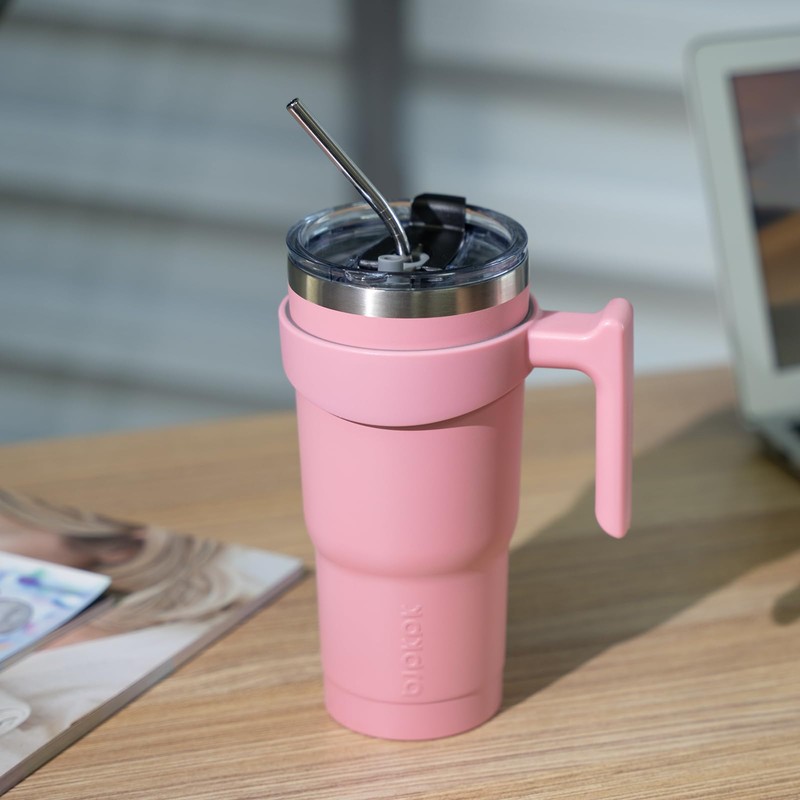 BJPKPK 40 oz Tumbler with Handle & Straw, Insulated Stainless
