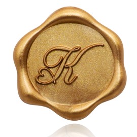 SWANGSA - Paquete de 100 calcomanías de sello de cera con letra K, diseño de corazón dorado antiguo, sellos adhesivos iniciales para invitaciones y sobres de boda