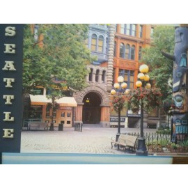 PACIFIC NORTHWEST NEW CHROME  POST CARD AERIAL VIEW PIONEER SQUARE SEATTLE WASHINGTON