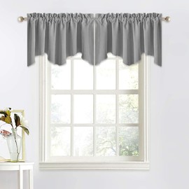 NICETOWN Sliver Grey Valances for Windows - Thermal Insulated Room Darkening Kitchen Curtain Valances Rod Pocket Bathroom Valances for RV Camper/Thanksgiving, 52 x 18 inch, 2 PCs