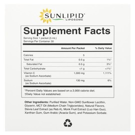 Sunlipid, Liposomal Vitamin C, Contains MCT Oil, 30 Packs, 5ml (0.17 fl oz) each / Sunlipid (썬리피드), 리포소말 비타민C, MCT 오일 함유, 30팩, 각 5ml(0.17fl oz)