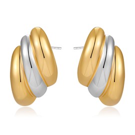 LILIE&WHITE Women's Stud Earrings, Two-Tone Gold Plated & Hypoallergenic, Elegant Spiral Design, Stylish Jewellery for Women, Gift for Birthdays, Special Occasions, Copper, No Gemstone