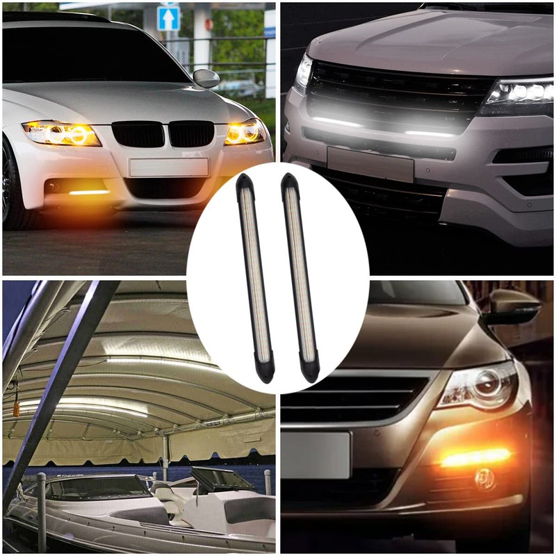 Exterior Car LED Lights, 2Pcs Flexible Daytime Running Light Strip