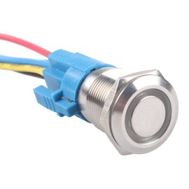 E Support 12V 5A Car Blue Angel Eye LED Light Lamp Momentary Metal Push Button Rocker Toggle Switch Socket