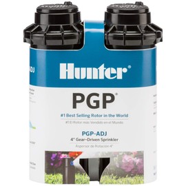 Hunter PGP-ADJ ¾ Rotor Sprinkler Head, Adjustable 40°–360° Arc, Gear Drive, 4" Pop Up Sprinkler, Lawn Irrigation Head, 22–52 ft Spray Distance, 2 Pack