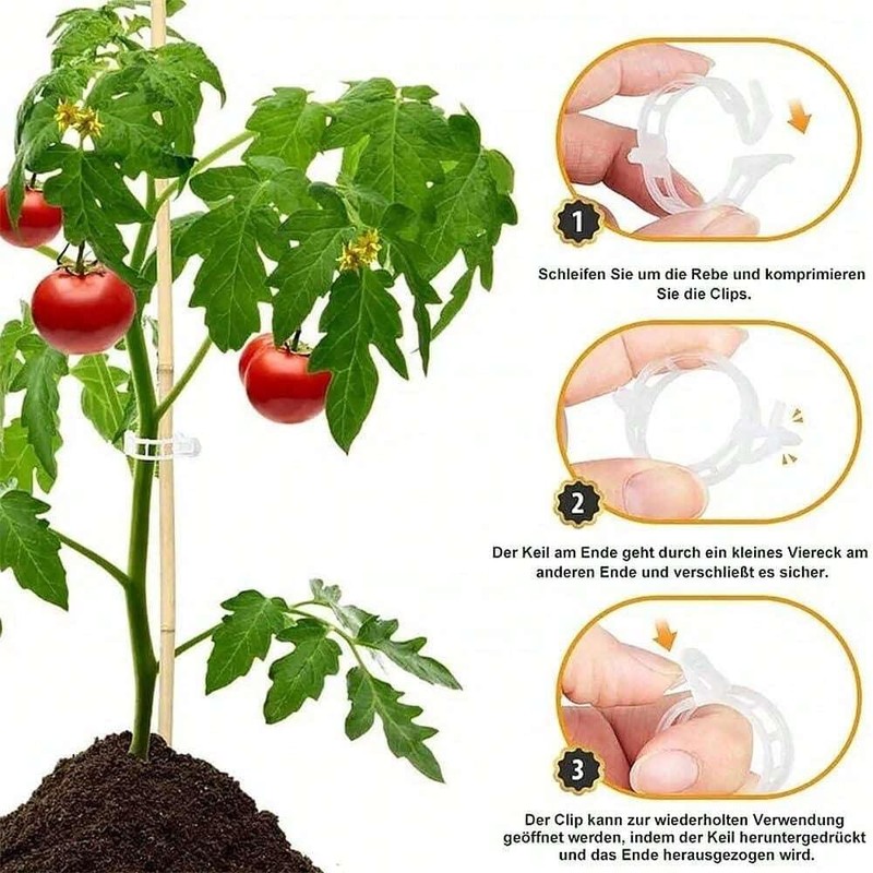 200 pcs Pinza de plástico para Plantas, Soporte de Plantas