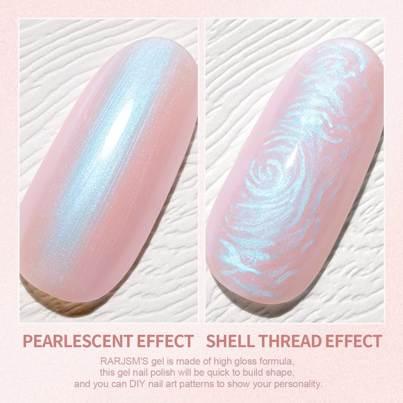 RARJSM Light Pink Pearl Gel Nail Polish Pearlescent Shell Purple