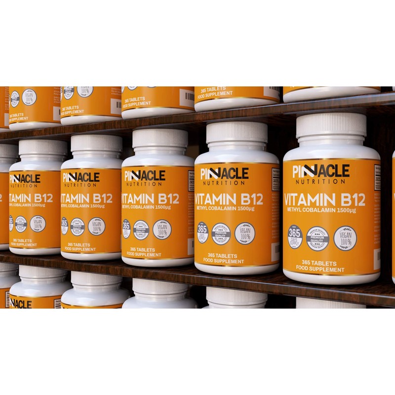 Vitamin B12 1500mcg - Methylcobalamin - 365 Tablets - 12
