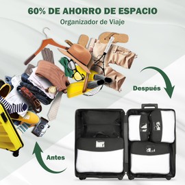 SDYSM Juego de 6 Piezas Organizador de Viaje de Gran Capacidad con Compresión,Bolsas Organizadoras de Viaje para Equipaje con Doble Cierre (Negro)