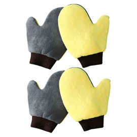 Mikinona 4pcs Car Wash Mitts Dual Sided Fleece Cleaning Gloves for Auto Detailing Non Slip Design for Exterior and Interior Care Scratch Wash Mitts