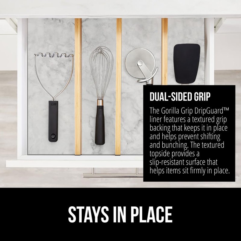 GORILLA GRIP DripGuard Drawer and Shelf Liner for Cabinet, Slip