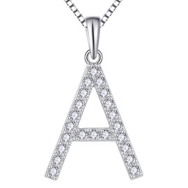YL Initial Necklace 925 Sterling Silver Letter Pendant A Alphabet Necklace for Women