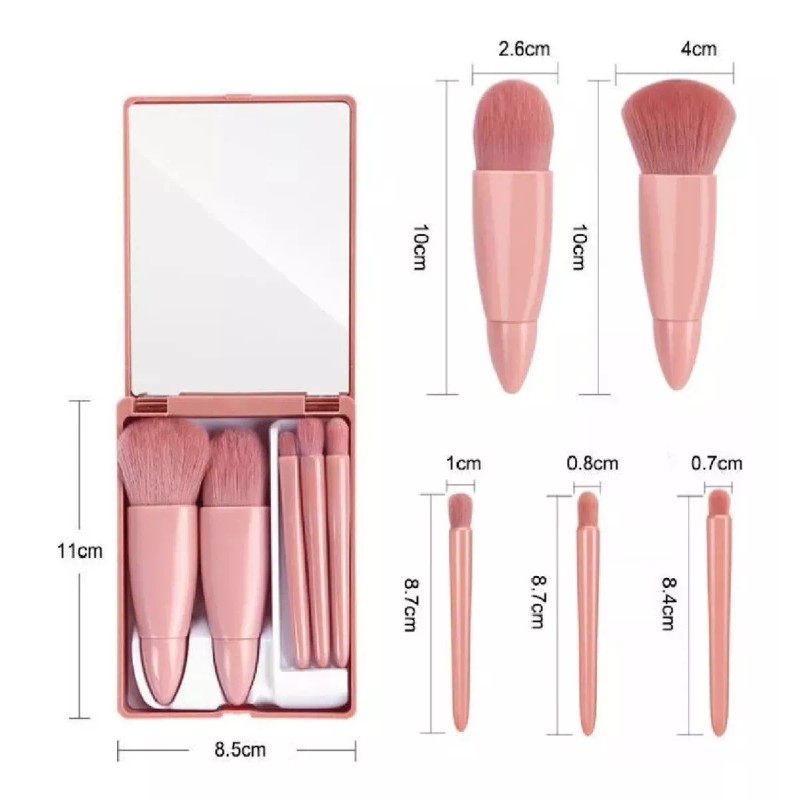 KFMX Juego De 5 Brochas De Maquillaje Portátil Con Espejo
