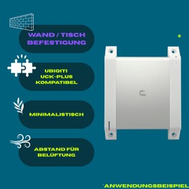 Bracket for Ubiquiti UCK Plus, Minimalist Table and Wall Mounting, White, Made in Germany
