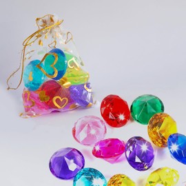Huge Multicolor Crystal Diamond, Acrylic Diamond Treasure - 10 Big Colorful Diamond for Table, Party Decor, Underwater Gemstone Swimming (10)
