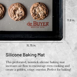 de Buyer AIRMAT Perforated Silicone Baking Mat - 15.75” x 11.8” - Perfect for Bread, Tarts, Croissants & Choux Paste - Easy to Clean