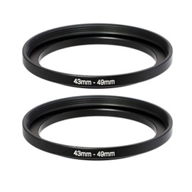 (2 Pcs) 43-49MM Step-Up Ring Adapter, 43mm to 49mm Step Up Filter Ring, 43mm Male 49mm Female Stepping Up Ring for DSLR Camera Lens and ND UV CPL Infrared Filters