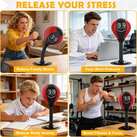 Suction Cup Desktop Punching Bag - High-Rebound Spring Boxing Ball for Stress Relief, Fun Office & Home Desk Toy, Secure Gift for Friends, Kids, Coworkers (Red)