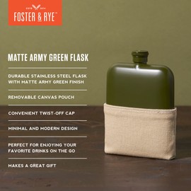 Foster & Rye 7158 Matte Army Green Flask, One Size