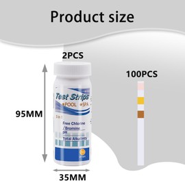 100 Pcs Hot Tub Test Strips, 3 in 1 PH Test Strips Set, Measurement of PH Alkalinity Free Chlorine,for Lazy Spa Tubs Pool Water Testing Kit Accessories