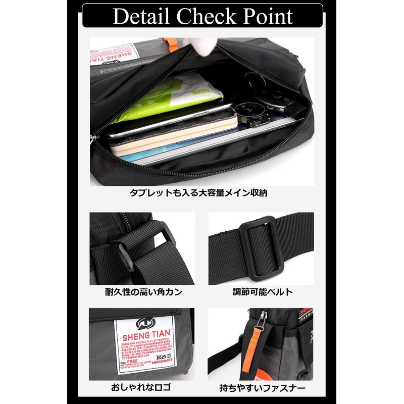 Rowaica Men's Crossbody Shoulder Bag, Lightweight, Large Capacity, Shoulder Bag,