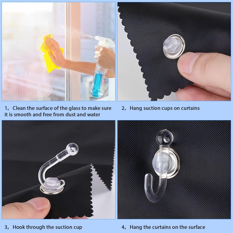 Shrivee Portable Black Blackout Blinds Roller with Suction Cups No