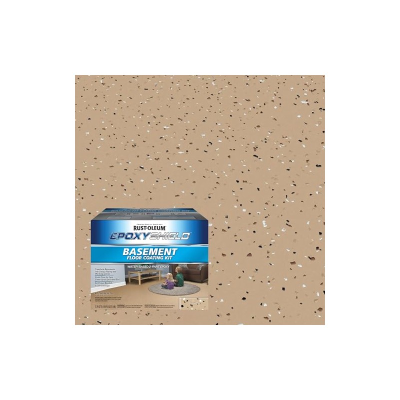 Rust-Oleum 391281 EpoxyShield Basement Floor Coating Kit, Gallon, Tan Satin