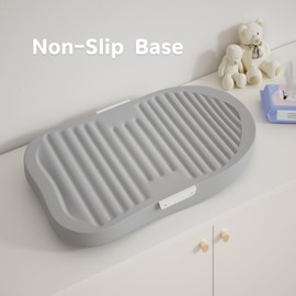 Giggleglow Baby Diaper Changing Pad with Adjustable Belt – Portable, Waterproof, Peanut-Shaped Design, Non-Slip Base for Table and Dresser, Grey