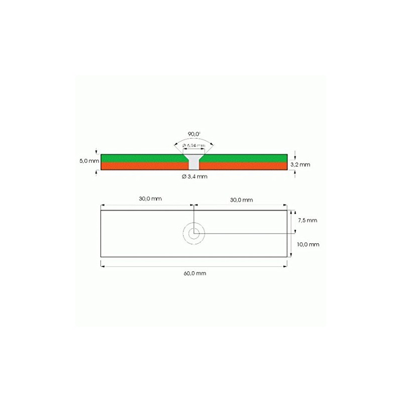 Strong Neodymium Block Magnet 60 x 15 x 5 mm