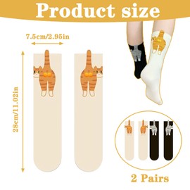 FveVqe 2 Pairs Cat Socks with Balls, Comfortable Durable Cute Socks for Women, Novelty Cats Lovers Funky Socks Women Gift for Daily Christmas Birthdad