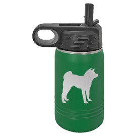 Akita Dog Insulated Water Bottle | Stainless Steel | Akita Dog Lover | Akita Gifts (12 oz, Green)